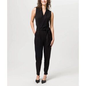 Les Lunes Size 6 Black NEW Stella Sleeveless Wrap Belted Jumpsuit